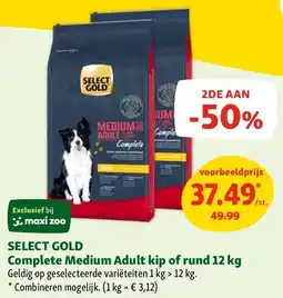 Maxi Zoo SELECT GOLD Complete Medium Adult kip of rund 12 kg aanbieding