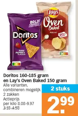 Albert Heijn Doritos 160-185 gram en Lay's Oven Baked 150 gram aanbieding