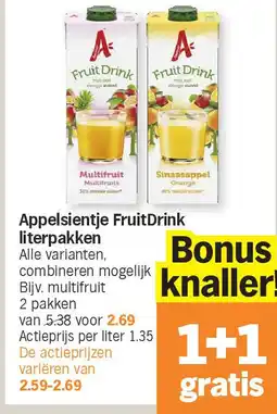 Albert Heijn Appelsientje FruitDrink literpakken aanbieding