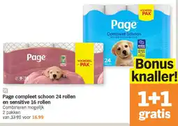 Albert Heijn Page compleet schoon 24 rollen en sensitive 16 rollen aanbieding