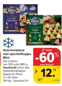 Carrefour Geschenkdoos met aperitiefhapjes Blini aanbieding