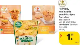 Carrefour Palmiers, mini sablés en mini crêpes Carrefour aanbieding