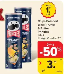 Carrefour Chips Passport Black Tru e & Butter Pringles aanbieding
