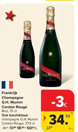 Carrefour Frankrijk Champagne G.H. Mumm Cordon Rouge aanbieding