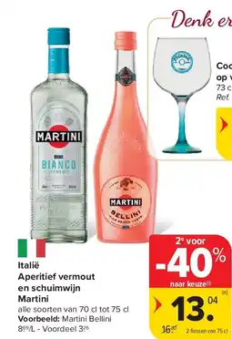 Carrefour Italië Aperitief vermout en schuimwijn Martini aanbieding
