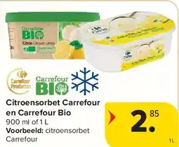 Carrefour Citroensorbet Carrefour en Carrefour Bio aanbieding