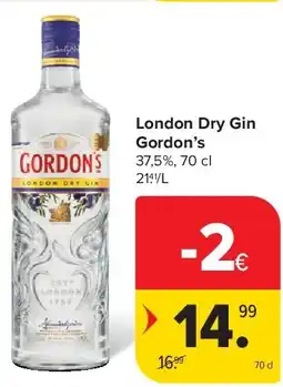 Carrefour London Dry Gin Gordon’s aanbieding