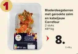 Carrefour Bladerdeegsterren met gerookte zalm en kabeljauw Carrefour aanbieding