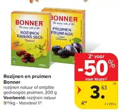 Carrefour Rozijnen en pruimen Bonner aanbieding