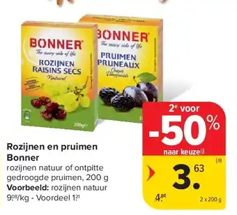 Carrefour Rozijnen en pruimen Bonner aanbieding