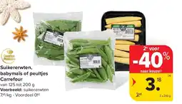 Carrefour Suikererwten, babymaïs of peultjes Carrefour aanbieding