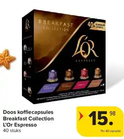 Carrefour Doos koffiecapsules Breakfast Collection L’Or Espresso aanbieding