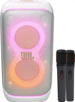 Coolblue JBL Partybox 320 Blanc + Set de Microphone Sans Fil aanbieding