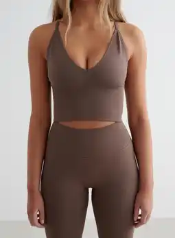 Decathlon Dames Sportbeha Naadloos Kruis Rug Bralette Bruin aanbieding