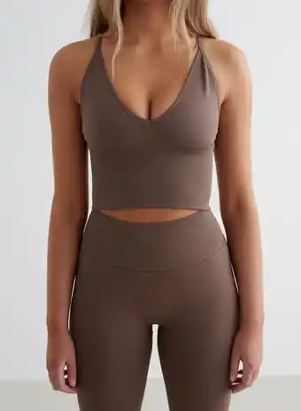 Decathlon Dames Sportbeha Naadloos Kruis Rug Bralette Bruin aanbieding