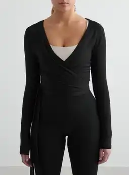 Decathlon Dames Yoga Wikkeltop Naadloos Lange Mouwen Zwart aanbieding