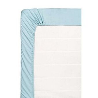 Leen Bakker Hoeslaken percale katoen - steenblauw - 140x200 cm - Leen Bakker aanbieding