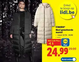 Lidl ESMARA Maxi gewatteerde mantel aanbieding