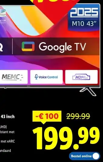 Lidl CHIQ 4K Ultra HD Smart-TV, 43 inch aanbieding
