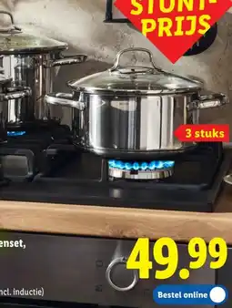 Lidl SILVERCREST Roestvrijstalen kookpottenset, 3 stuks aanbieding
