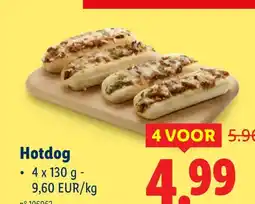 Lidl Hotdog • 4 x 130 g - 9,60 EUR/kg aanbieding