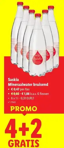 Lidl Saskia Mineraalwater bruisend aanbieding