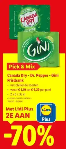 Lidl Canada Dry - Dr. Pepper - Gini Frisdrank aanbieding