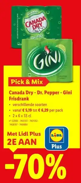 Canada Dry - Dr. Pepper - Gini Frisdrank