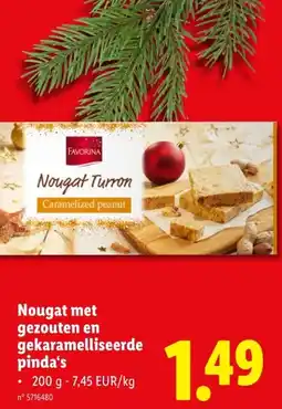 Lidl Nougat met gezouten en gekaramelliseerde pinda's aanbieding