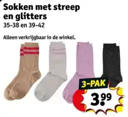 Kruidvat Sokken met streep en glitters aanbieding