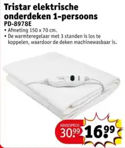 Kruidvat Tristar elektrische onderdeken PD-8978E aanbieding