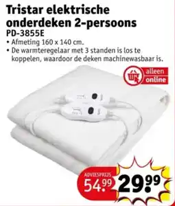 Kruidvat Tristar elektrische onderdeken PD-3855E aanbieding