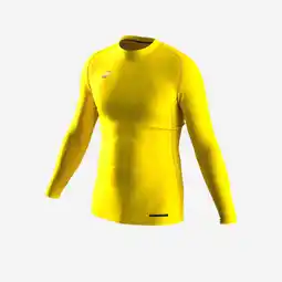 Decathlon Uniseks thermoshirt met lange mouwen voor voetbal Keepdry Club geel aanbieding