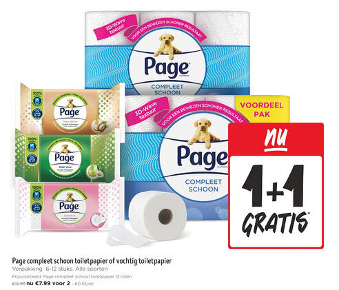 Jumbo Page compleet schoon toiletpapier of vochtig toiletpapier aanbieding