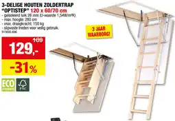 Hubo 3-delige houten zoldertrap optistep aanbieding
