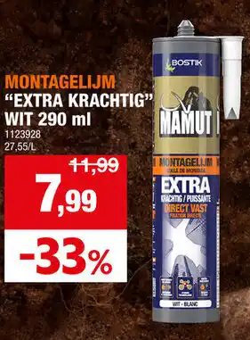 Hubo Bostik montagelijm extra krachtig wit aanbieding
