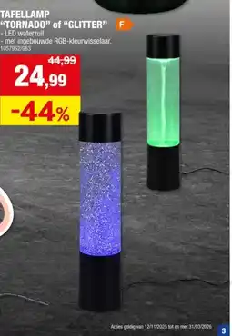 Hubo TAFELLAMP TORNADO of GLITTER aanbieding