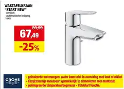 Hubo GROHE QuickFix Start wastafelmengkraan S-size automatische lediging aanbieding