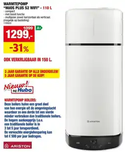 Hubo Nuos Plus S2 warmtepomp wifi 110l aanbieding