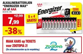 Hubo ALKALINEBATTERIJEN ENERGIZER MAX aanbieding