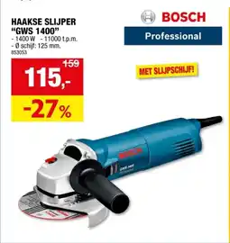 Hubo Bosch Professional GWS 1400 haakse slijper 1400W 125mm + slijpschijf aanbieding