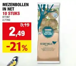 Hubo Menu Nature Menu Nature mezenbol in net 900g 10 stuks aanbieding