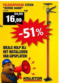Hubo Kreator KRT673001 telescopische steun derde hand 300cm aanbieding