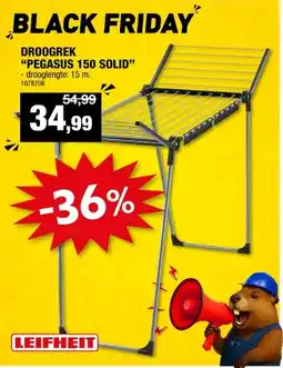 Hubo Leifheit Pegasus 150 Solid Black droogrek 15m aanbieding