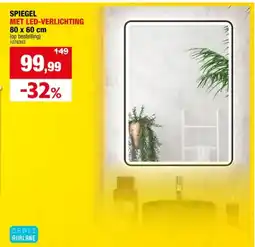 Hubo Aurlane Start spiegel met LED verlichting 60x80 cm zwart aanbieding