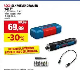 Hubo Bosch Professional Go accu schroevendraaier 3,6V Li-Ion + lader + accessoires aanbieding