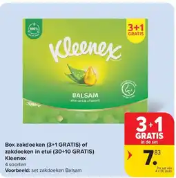 Carrefour Box zakdoeken (3+1 GRATIS) of zakdoeken in etui (30+10 GRATIS) Kleenex aanbieding