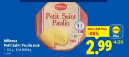 Lidl Milbona Petit Saint Paulin stuk aanbieding