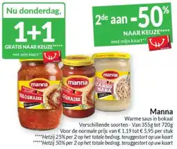 Intermarché Manna Warme saus in bokaal aanbieding