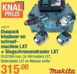 Cevo Makita Duopack klopboor-en schroefmachine LXT + Slagschroevendraaier LXT DLX2394J aanbieding